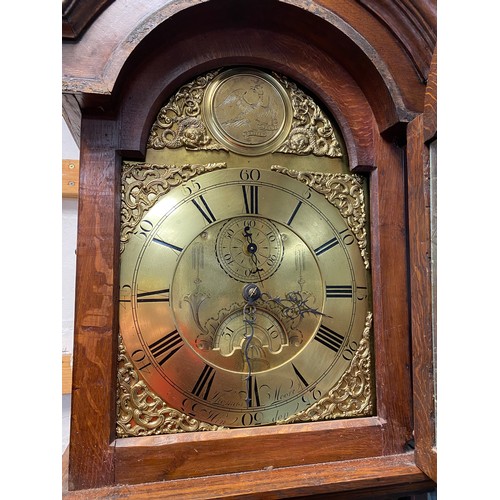 271 - A 19th Century oak cased long case clock, the brass dial signed for Thomas Moore, London -