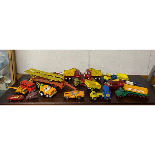 179 - A quantity of die cast model cars including Tri-Ang, Dinky, Schuco Brabham and a selection of toy so... 