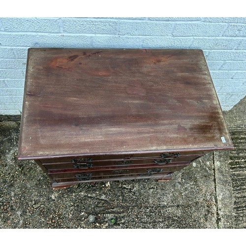 284 - A 19th Century chest of drawers, fitted with two short over three long drawers on bracket feet -