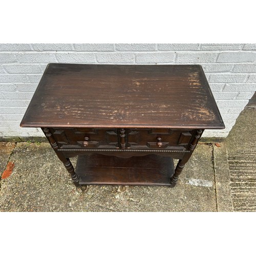 302 - An oak side table, with two frieze drawers -