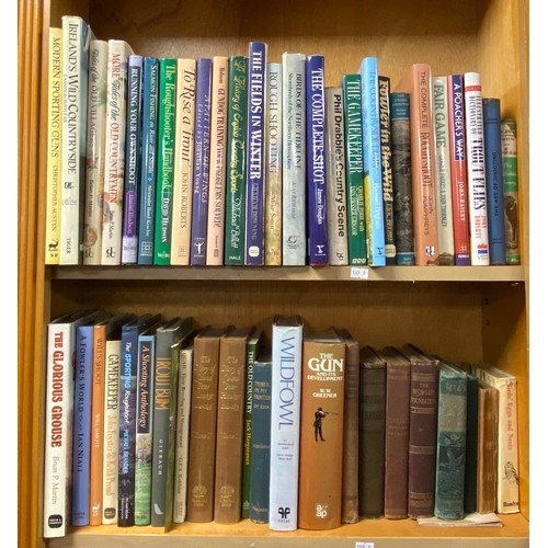 152 - Three shelves of books relating to gamekeeping, shooting, natural history and country pursuits -