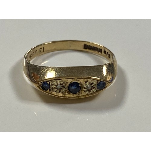 24 - A 9ct gold sapphire and diamond five stone ring -