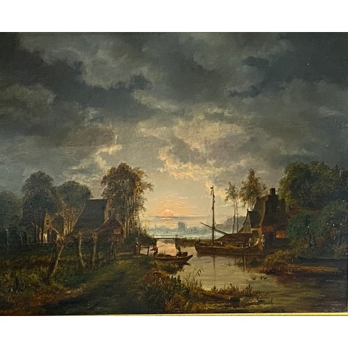 137 - 19th Century school,
River Scene
oil on panel 
indistinctly signed -