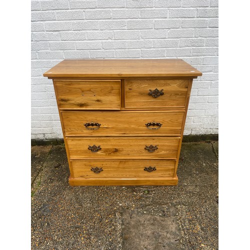 A modern chest of drawers, fitted with two short over three long drawers, by Pippy Oak Furniture -