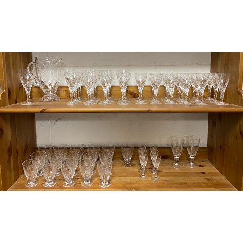 145 - A Stuart crystal part suite of glassware engraved with ferns -