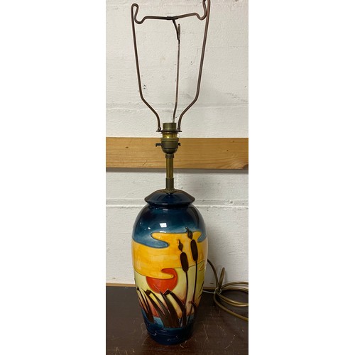 154 - A modern Moorcroft lamp base, in the 'Reeds at Sunset' pattern -