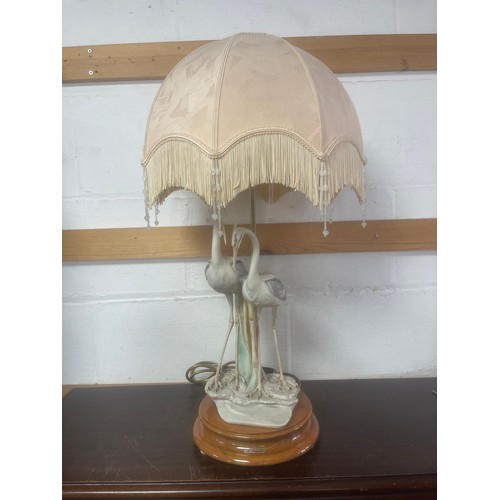 A Capo di Monte table lamp. modelled as standing birds -