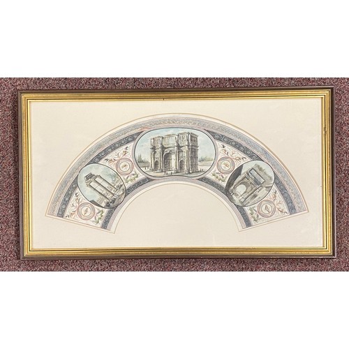 A 19th Century fan design, watercolour, framed -