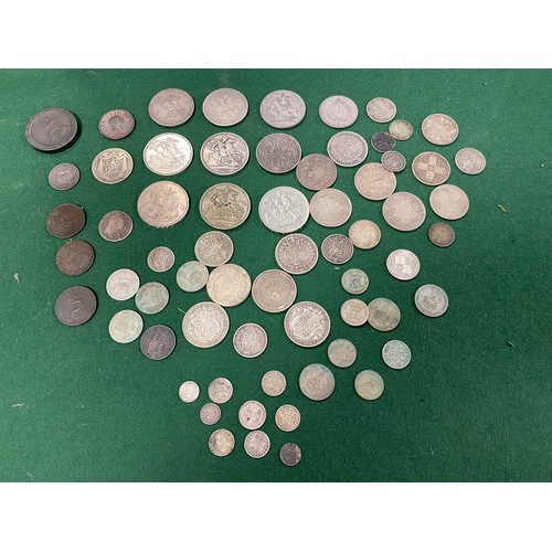 Coins:  A collection of GB coinage, mostly Queen Victoria silver and some George III and some later -