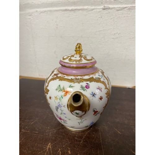 A continental Meissen style teapot and cover, painted with figural ...