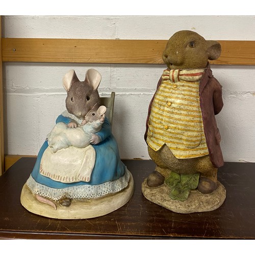A large Border Fine Arts Beatrix Potter model of Hunca Munca and Baby and another of Old Benjamin Bunny -