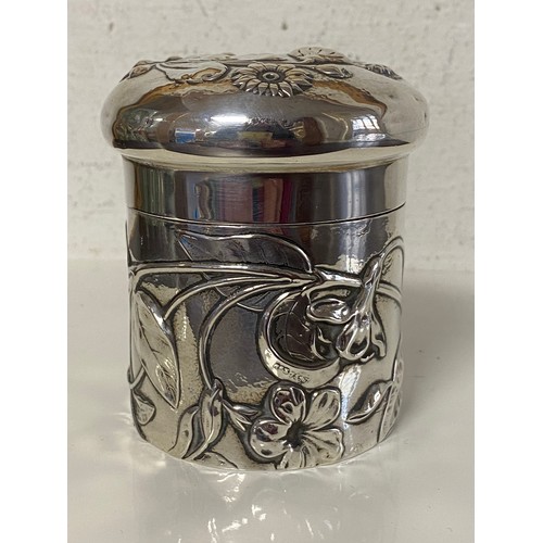 15 - An Edwardian silver dressing table box and cover, William Comyns, London 1902, the cylindrical box d... 