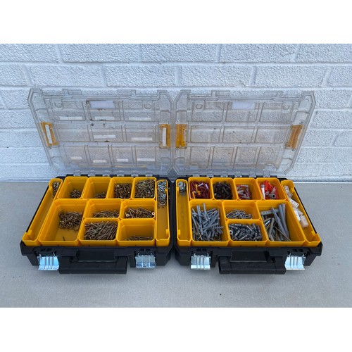 478 - Two DeWalt tool boxes, containing screws and fixings -