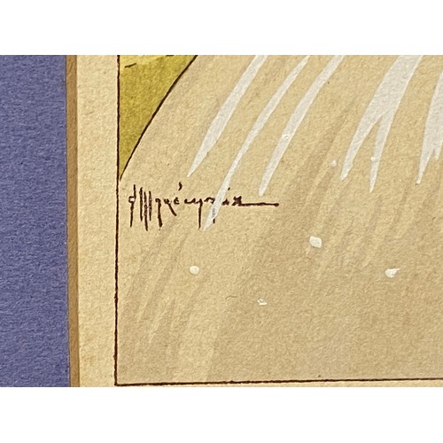 254 - A set of three 20th Century watercolours of pairs of figures, watercolour, each signed -