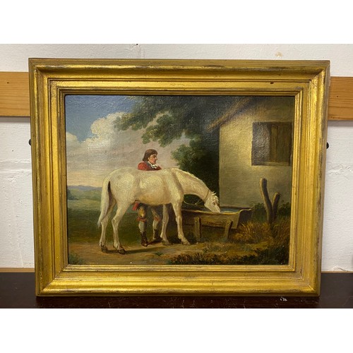 257 - J Seymour, 19th Century
Horse drinking at a trough
oil on canvas, signed -