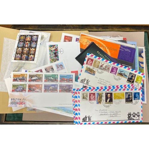 349 - Stamps: A quantity of Channel Islands FDCs and other stamps, together with GB and World presentation... 