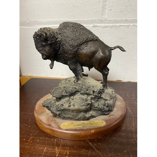 In the style of Douglas van Howd
A 20th Century bronze of a buffalo
dated 1982 -