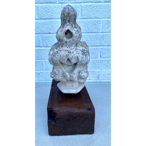 494 - A French stone finial, later mounted on base -
