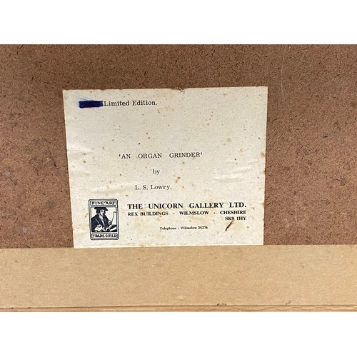 256 - A mixed lot of prints, to include 'Organ Grinder' print after LS Lowry -