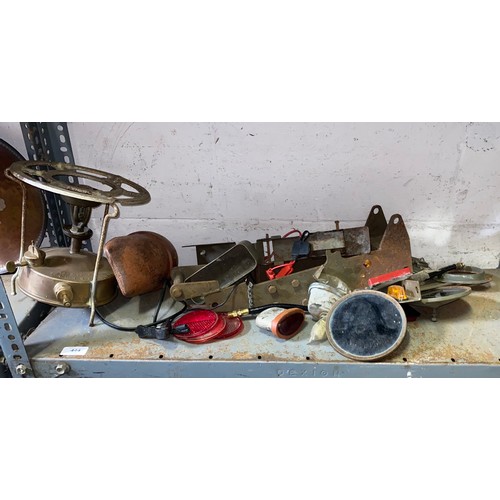 496 - A group of items purportedly from a US army  Dodge truck to include, lights, gun holder, and other m... 