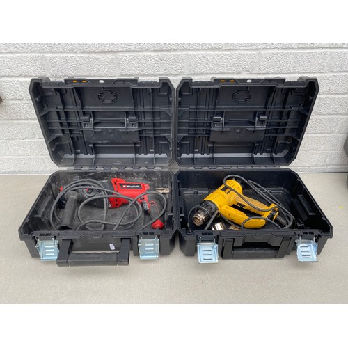 608 - An Einhell 240v SDS drill in DeWalt case and a DeWalt hot air stripper (untested)  -