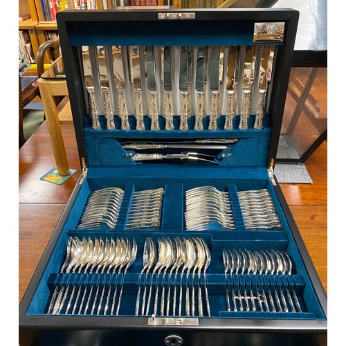 11 - A modern silver plated canteen of cutlery for 12, by Carrs, in fitted case -