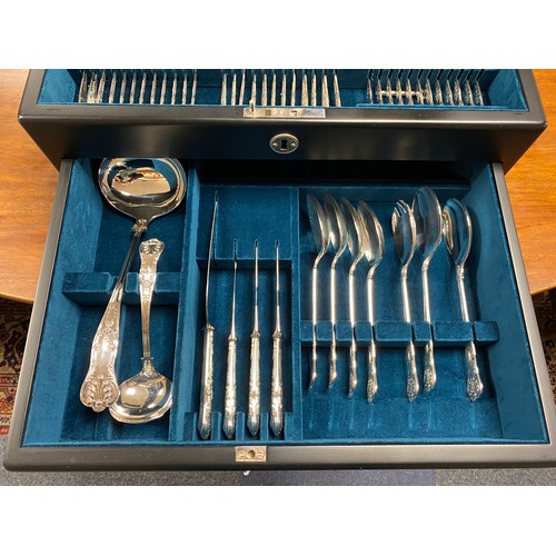 11 - A modern silver plated canteen of cutlery for 12, by Carrs, in fitted case -