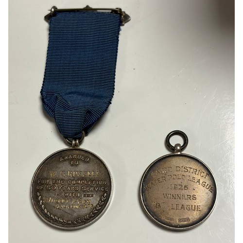 15 - A 1920s NAAFI Command Championship Cairo District Water Polo League medal, together with silver Long... 