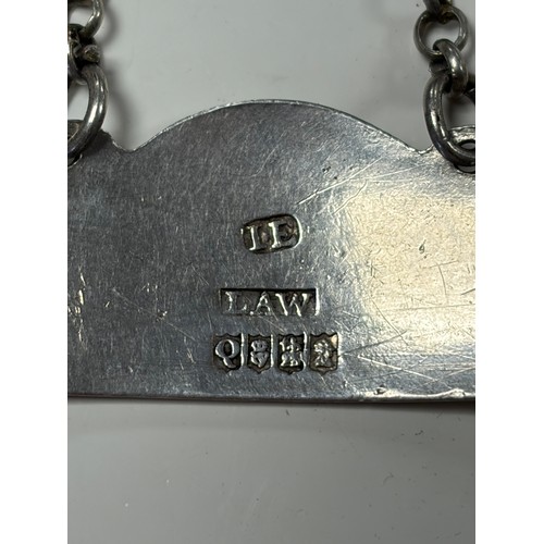25 - A George III Irish silver 'Port' decanter/wine label, hallmarked for John Egan of Cork, Dublin 1812 ... 