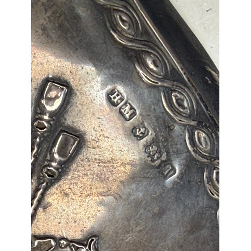 45 - An Edwardian silver dressing table mirror, Birmingham 1910, with swag and garland decoration -