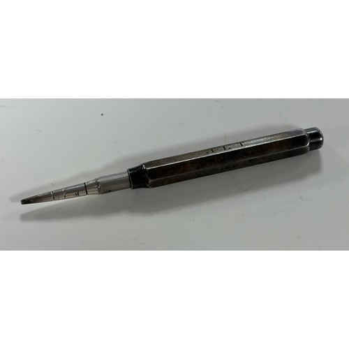 49 - A silver propelling pencil, by Sampson Mordan and Co, engraved -