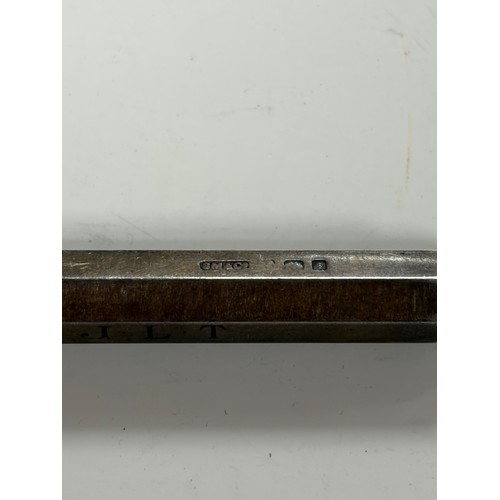 49 - A silver propelling pencil, by Sampson Mordan and Co, engraved -
