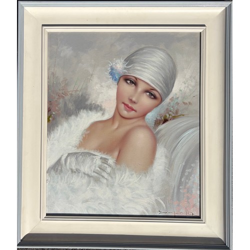 241 - 20th Century School
Portrait of a lady
indistinctly signed
oil on canvas and another of two girls -
