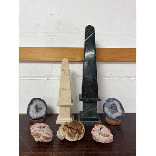 Two marble obelisks and other specimens   -
