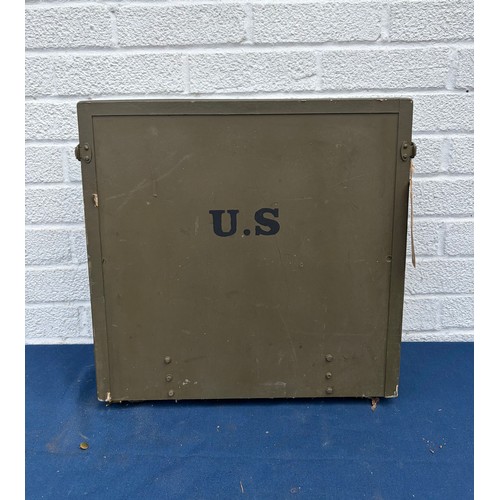 A US WWII style desk field command box and contents