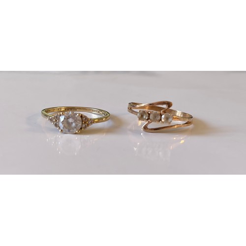 3 - A 9ct gold CZ set ring and another CZ set ring (2) -