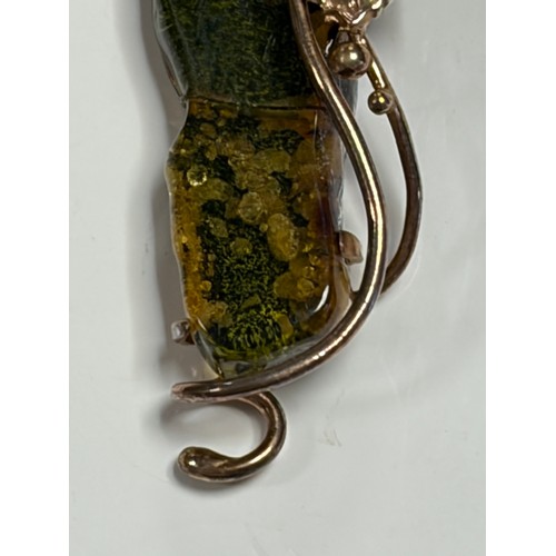 37 - A pair of modern silver vermeil ear pendants -