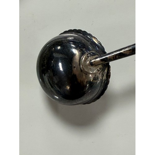 48 - A George IV silver toddy ladle, London 1821, with shaped bowl and ebony handle and another smaller e... 