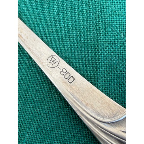 57 - A canteen of Polish white metal cutlery, stamped 800, for 6, in Jublier fitted case -
