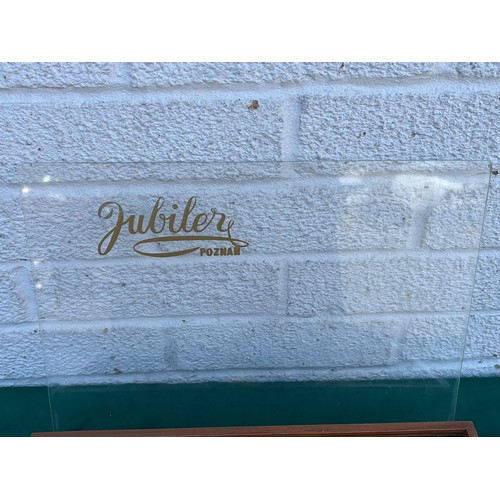 57 - A canteen of Polish white metal cutlery, stamped 800, for 6, in Jublier fitted case -