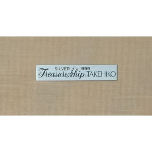 40 - A Japanese Takehiko silver treasure ship, framed -