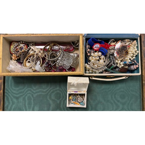 59 - Two jewellery boxes and a quantity of costume jewellery-
