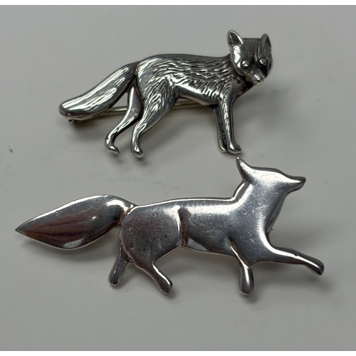 35 - A Scottish silver fox brooch, by Ola Gorie, together with another silver fox brooch -