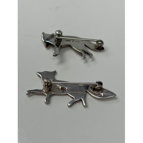 35 - A Scottish silver fox brooch, by Ola Gorie, together with another silver fox brooch -