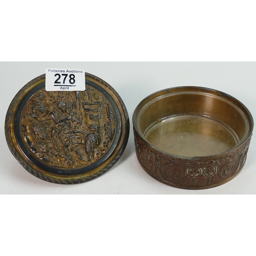 278 - 19th Century Gilt Metal Powder Box & Cover: diameter 11.5cm