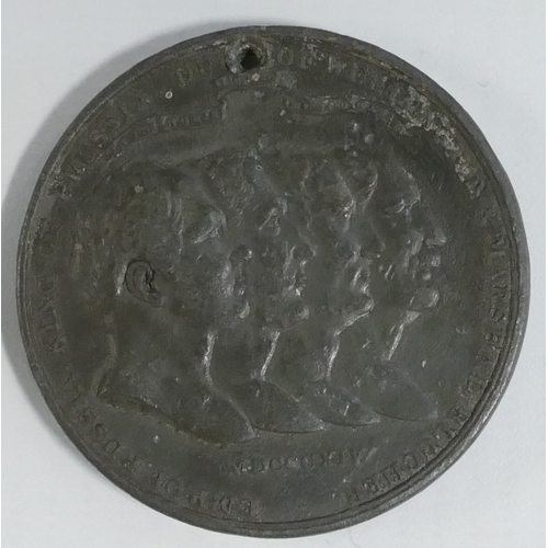 404 - Duke of Wellington Spelter Medallion: 50mm across.