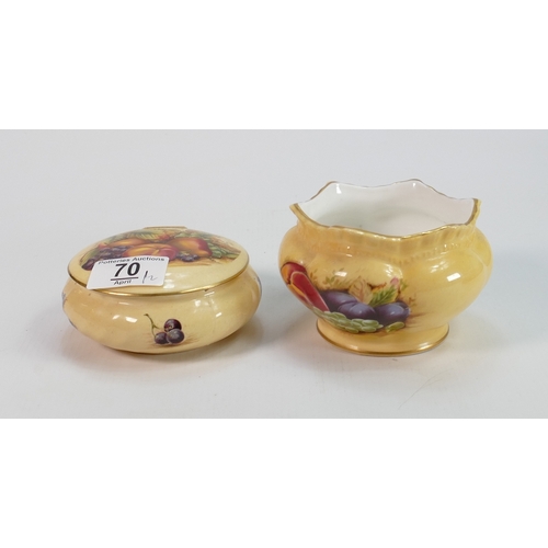 70 - Aynsley Orchard Gold Lidded Box & similar small Planter, diameter of largest 11cm