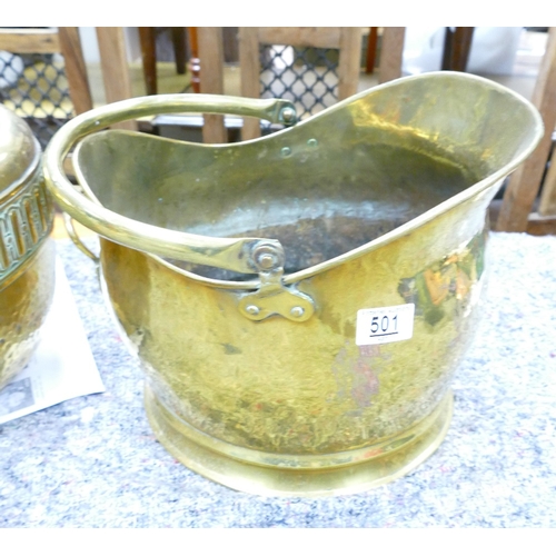 501 - Large brass Coal Scuttle: height 27cm