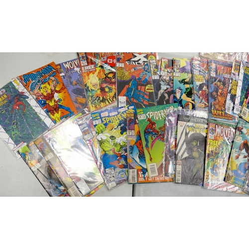 681 - A large collection of modern Marvel comics including: The Amazing Spiderman, X- Factor, Wolverine, V... 