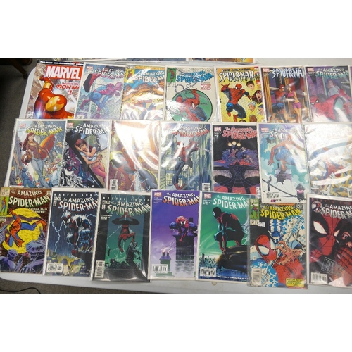 681 - A large collection of modern Marvel comics including: The Amazing Spiderman, X- Factor, Wolverine, V... 